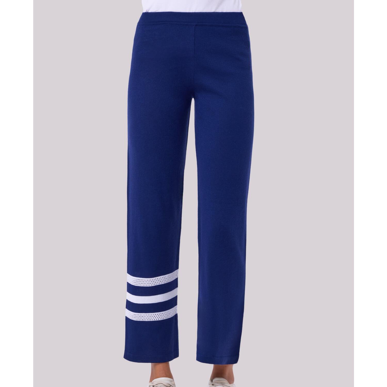 New Angel Apparel Crochet Stripe Pant In Navy/White